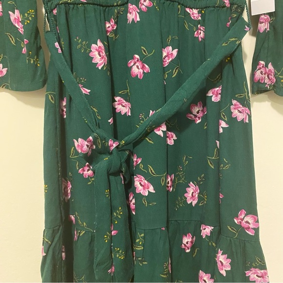 NWT Girls 14 XL Old Navy Green Floral Long Sleeve Dress - Picture 13 of 15